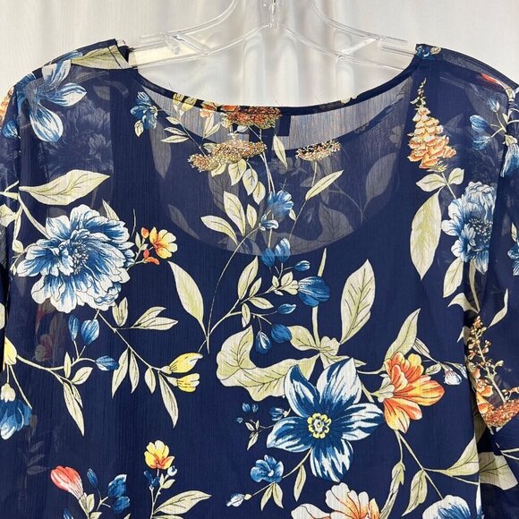 Alyx Womens Floral Two Piece Short Sleeve Top Navy/Multi Size Small - Picture 5 of 8